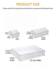 3Pcs Water Ripple Clear Plastic Storage Organizer Set, Divided Multi-Grid Cosmetic Storage Box, Glacier Texture Desktop Vanity Makeup Skincare Lipstick Jewelry Stationery Storage Tray For Bathroom Dresser Countertop - Glacier Pattern - View 16