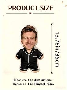 Customized Pajama Style Face Pillow, Personalized Photo Human-Shaped Cushion, Unique Personalized Commemorative Gift, Exclusive Customized Gift For Couples, Surprise Gift For Boyfriend, Husband, Family; Suitable For Birthday, Valentine's Day, Anniversary, Christmas, Halloween, Thanksgiving Gifting Occasions - Black - View 14