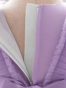 Baby Girls Long Sleeve Multi-Color Bow Tulle Cute Birthday Dress, Fabric Floral Pattern Random Cut, Headband Not Included - Mauve Purple - View 10