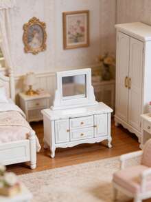 1 Set 16.8cm 1:12 Dollhouse Miniature Vintage Pastoral Bedroom Full Set Combination, Belonging To Bedroom Rest And Storage Dollhouse Furniture; Free Planning Layout With Rich Atmosphere And Interesting Scenery, Suitable For Adult Women's Collection, Creating Integrated Bedroom Real Scene, Bedroom Full Set Interior Decoration, Creative Display Window Theme Exhibition, Desktop Atmosphere Panoramic Art Decoration - Multicolor - View 9
