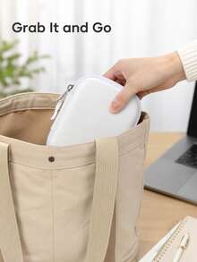 EVA Leather Headphone Bag Data Cable Charging Head USB Flash Drive U-Key Hard Shell Protective Storage Box Shockproof Pressure-Resistant Photo Printer Storage Box PU Leather Candy Color Series Scratch-Resistant Wear-Resistant Small Camera Storage Case Bag - White - View 3