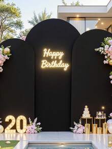 1件裝黑色U型彈性半圓拱門布套，適用於餐廳派對、生日派對、婚禮裝飾，室內/戶外場景背景，U型婚禮拱門背景支撐布套，適合派對背景裝飾，四季通用（不含金屬框架） - 黑色 - 查看 8