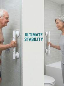 1pc No-Drill Suction Cup Grab Bar, Non-Slip Handrail, Strong Suction, Reusable, No Damage To Walls, Suitable For Tile, Glass And Hard Plastic Surfaces, Essential Home Assistive Product For Bathroom, Toilet, Kitchen And Living Room, Thoughtful Gift For Elderly Parents - Multicolor - View 4