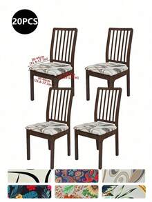 Waterproof Stretch Printed Dining Chair Slipcover, Machine Washable Removable Elastic Cover With Drawstring, Universal Milk Fiber Furniture Protector, Stain Resistant Anti-Scratch For Kitchen, Office & Pet Friendly Homes - Multicolor - View 52
