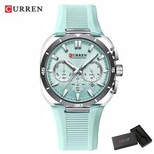 CURREN Men's Watch Luxury Sports Quartz Chronograph Waterproof Silicone Strap Luminous Automatic Date Wristwatch - Multicolor - View 14