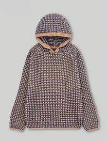 Plus Size Women's Casual Hooded Sweater, Autumn/Winter - Camel - View 6