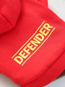 PETCIRCLE 1PC Pet Clothes Small Dog Puppy Cute Pet Autumn/Winter Hooded Windproof Cold-Proof Letter Print Plain Sweatshirt Series Yellow DEFENDER + Plain Sweatshirt - Dark Red - Red - View 7