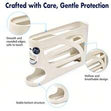 4-Tier Automatic Rolling Egg Dispenser, 28 Eggs Capacity Fridge Egg Holder, Space Saving Plastic Egg Storage Rack For Kitchen Counter Cabinet - View 5