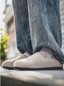 Men's PU Matte Leather Loafers, Vintage Casual Slip-On Flat Shoes With Foldable Heel For Commuting - Grey - View 4