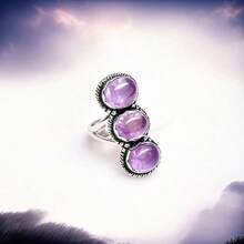 1pc New Fashion Elegant Romantic Vintage Artistic Purple Triple Tone Ring, Suitable For Wedding And Party Wear - Silvery - View 1