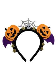 1pc/Set Halloween Witch Pumpkin Glitter Headband, Funny Pumpkin Headpiece, Witch Pumpkin Hair Accessory, Bat Ghost Festival Decoration Party Accessory - Multicolor - View 6