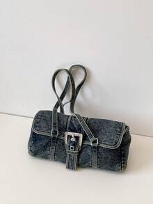Vintage Denim Fashionable Women's Underarm Bag, Lightweight Comfortable Handbag, Daily Shopping Dating Casual Commute Shoulder Bag - Multicolor - View 7