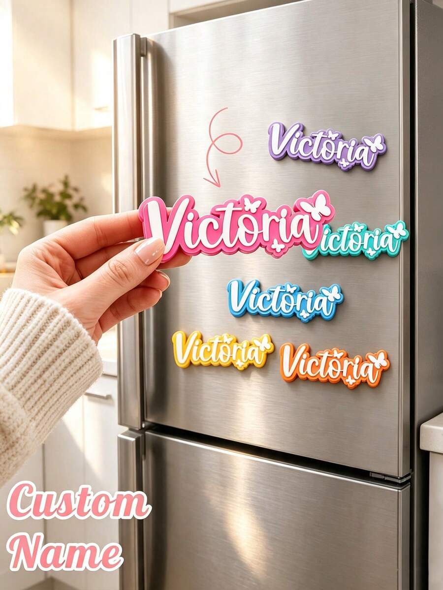 Personalized Letter Fridge Magnet - Customizable Name Or Initial. Made Of Plastic, Engravable; Suitable For Home Decor, Birthday, Christmas And Halloween. - Multicolor - View 1
