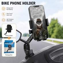 1-Second Installation Cycling Phone Mount 360° Adjustable One-Hand Quick Release Anti-Vibration Anti-Shake Motorcycle Electric Bike Bicycle Universal Rearview Mirror Phone Navigation Holder - Multicolor - View 3