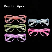 6pcs Random Color Glow-In-The-Dark Party Glasses, Plastic Colorful Fluorescent Glasses Frames, Suitable For Festival Events, Birthday Parties, Bars, Atmosphere Photo Props - Multicolor - View 8