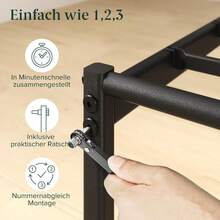 Marco de cama Zinus Elias 140x200 con cabecero moderno - Cama de metal 140x200 con base de listones de metal - Plataforma de 30 de altura con espacio debajo - Sin necesidad de somier - Negro BLDL - 90 x 200 cm - Ver 7
