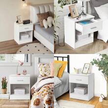 2-Tier Nightstand Set Of 2, Bedside Cabinet End Table For Bedroom Home Office, White - As Pic - View 2