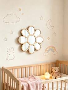 1 buah Cermin Dinding Bunga Daisy Vertikal dengan Bingkai Kayu, Cantik dan Tahan Lama, Cocok untuk Dekorasi Ruangan, Dekorasi Pembaptisan Bayi, Hadiah Bayi, Dekorasi Kamar Anak - MultiWarna - View 7