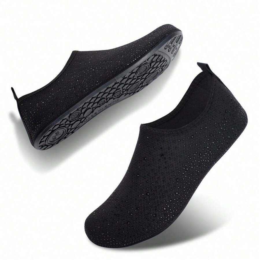 Women's Barefoot Shoes, Slip-On Quick-Dry Water Footwear, Knitted Aqua Socks For Beach, Yoga & Travel - Blue - View 1