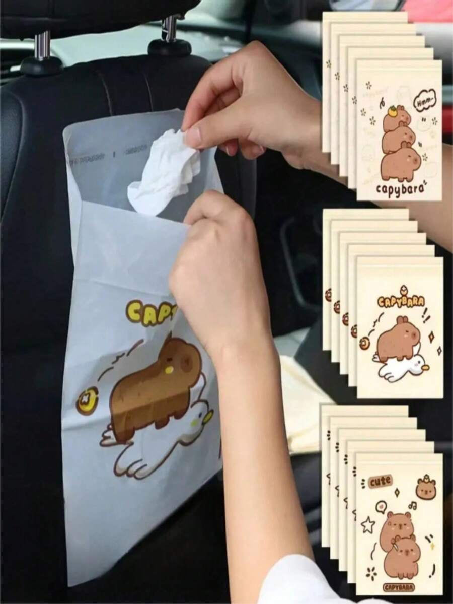 10/30/60pcs Universal Car Disposable Trash Bags, Portable Adhesive Leak-Proof Cleaning Bags, Multi-Functional Cleaning Trash Bags, Suitable For Car, Kitchen, Bedroom, Study, Travel, Camping And Office Space. Car Accessories, Camping, Car Trash Can, Women's Car Accessories, School Essentials, College Dorm Essentials