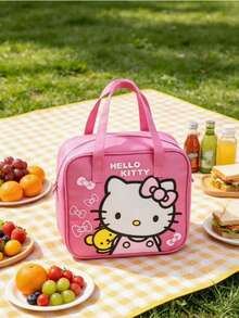 Sanrio Hello Kitty 可拆卸底座保溫可重複使用便當袋，附手把，適合女孩，適用於學校、托兒所與旅行 - A - 查看 8