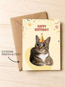 1pc Custom Pet Birthday Cards, Personalized Cat And Dog Photo Greeting Cards, Pet Owner Birthday Gifts, Pet Birthday Blessing Cards, Custom Animal Image Sticky Notes. - Multicolor - View 1