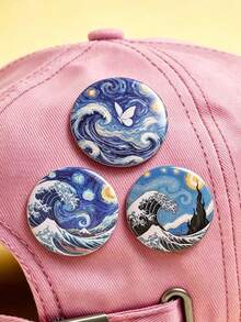 3件組星空波浪金屬胸針 女款，包包裝飾針，時尚服飾配件，適合四季，日常穿著與節日禮物 - 彩色 - 查看 4