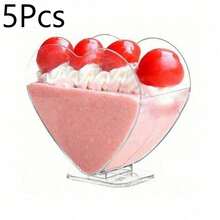 5pcs/10pcs/15pcs Clear Plastic Dessert Cups Heart-Shaped Round Square Mousse Pudding Cups Party Tiramisu Fruit Yogurt Serving Containers - Multicolor - View 13