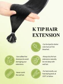 K Tip V Tip Human Hair Extensions, 25g Straight Real Human Hair 16-22 Inch, Remy Hot Fusion Hair Extensions For Salon & Daily Hairstyle Women For Halloween Costumes & Christmas - Multicolor - View 5