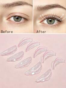 FAMOREYA 5 Pairs Lash Lift Shields, Reusable Translucent Silicone Pads, Self-Adhesive Eyelash Lift Tools, Keratin Lashes Lift Pads, Suitable For Home And Salon Eyelash Perm Treatment,Makeup Beauty Tools - Baby Pink - View 4
