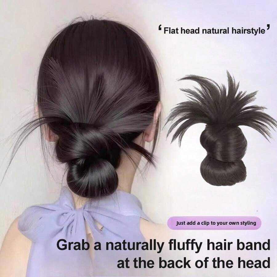 Clip-On Feathered Bun Wig Claw Clip Messy Buns Hair Piece Suitable For Women Daily Wea - 1PC - View 1