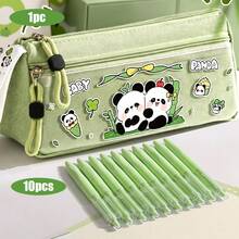 1 buah Kotak Pensil Segitiga Panda Kartun, Warna Hijau Matcha Segar, Kapasitas Besar, Tahan Lama, Berlapis, Portabel untuk Siswa, Kotak Penyimpanan Pensil, Penggaris, dan Penghapus, Perlengkapan Penting untuk Kembali ke Sekolah - beraneka warna - View 8