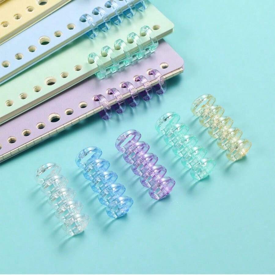 10pcs Creative 5-Hole Segmented Plastic Multi-Color Loose Leaf Rings, DIY Planner Accessories, Suitable For Office And School Supplies - A - View 1