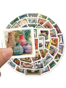 50pcs/Pack Retro Aesthetic Arabic Culture Stickers, Decorative Decals For Luggage Notebook Laptop Guitar Phone Stationery Sticker - Multicolor - View 9