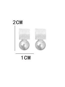 1pair Gold/Silver French Vintage Brushed Matte Shell Pearl Geometric Square Stud Earrings–Elegant Minimalist,For Daily,Vacation,Travel,CasualWear,Gift - Geometry - View 5