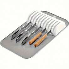 5-Slot & 11-Slot Silicone Knife Rack Mat - Antibacterial Kitchen Countertop Organizer, Ergonomic Design Non-Slip Grip, Suitable For Knife Storage And Drying - A - View 9