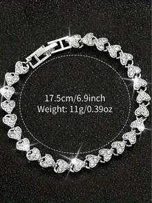 This 2-Piece Set Elegant Rhinestone Watch Is A Fashionable, Minimalist, And Luxurious Full Rhinestone Women's Quartz Watch, Paired With A Heart-Shaped Diamond Bracelet Set, Suitable For Holidays, Parties, Weddings, Gatherings And Daily Wear, Making It The Perfect Gift For Women. - Silver - View 8