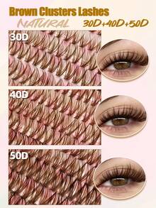 Sibeuna 640pcs Brown Eyelash Clusters Set 30D+40D+50D Fluffy Soft Brown False Eyelashes, Includes Eyelash Glue & Sealer, Tweezers, Eyelash Brush Set, Eye-Catching Makeup Eyelash Extensions, Large Capacity Eyelash Set, Suitable For Beginners, Travel Essential - Multicolor - View 4