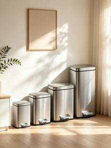 1pc 5L Silver/Black Stainless Steel Trash Can With Foot Pedal, Anti-Fingerprint Garbage Bin With Soft-Close Lid, Space-Saving For Small Spaces, Random Color And Style - Multiple Styles - View 4