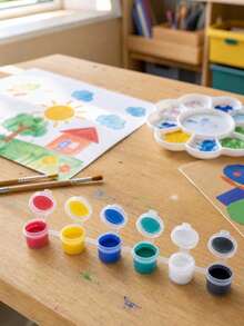 6/60/120/240pcs Empty Paint Cups, Plastic Paint Cups, 6-Compartment Empty Paint Cups, Suitable For Art Painting, Handmade Crafts - Multicolor - View 5