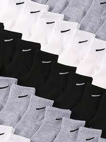 10/20 Pairs Random Children's Crew Socks, Sports Socks, Back To School Running Socks, Black, White And Gray Colors, Suitable For Daily Wear - Multicolor - View 7