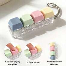 1pc 4-Key Keyboard Keychain Stress Relief Toy, Finger Keyboard Toy, Multiple Colors Available, Stress Relief, Neutral Style Keycap Keychain Pendant - Multicolor - View 2