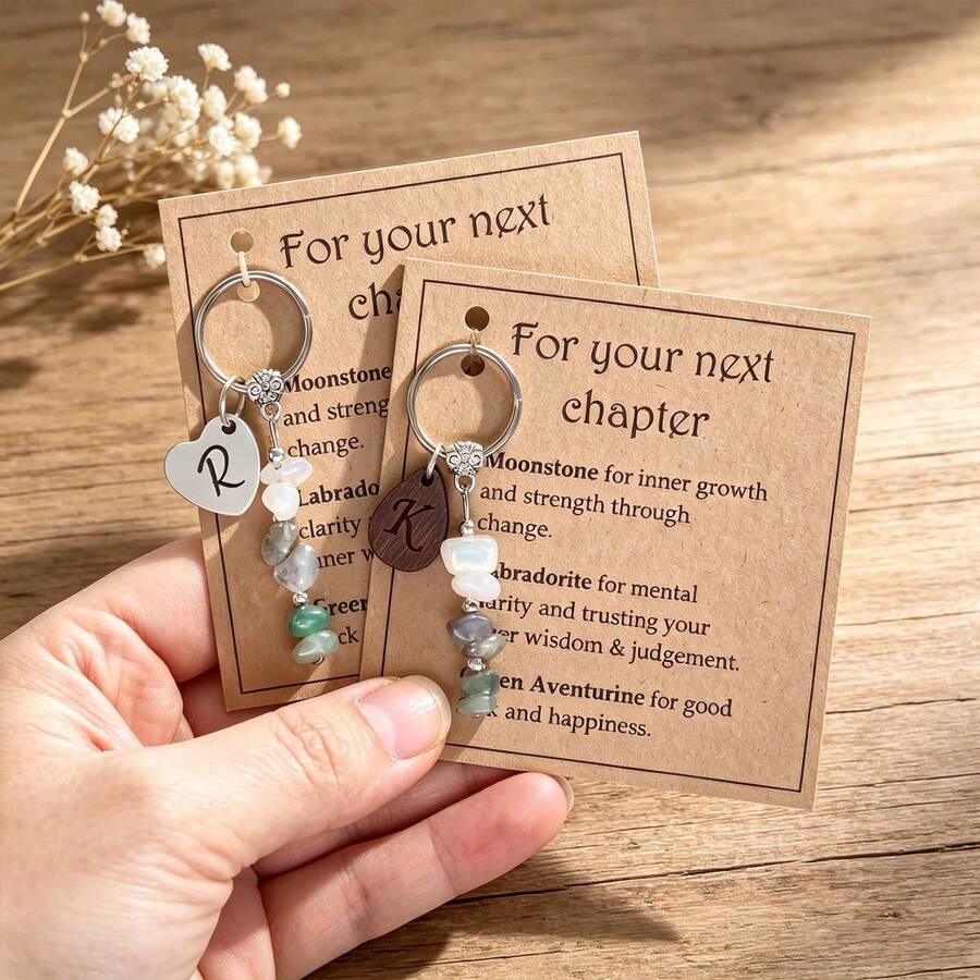 CFUNIQ 1pc Personalized Next Chapter Keychain, Personalized Crystal Key Ring, New Job Gift, Graduation Gift, New Home Gift, Good Luck Gift - Multicolor - View 1