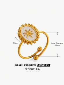 2 Stücke/1 Stück Edelstahl minimalistischer modischer beliebter schwarz-weißer Tropfen-Öl-Sonnenring geeignet für den täglichen Gebrauch und Partys von Frauen - Verschiedenfarbig - Übersicht 8