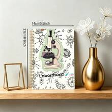 DANPERJI ﻿ 1pc A5 Spiral Notebook, Cartoon Microscope Microbe Laboratorio Cover Journal, Back To School Stationery, Student Biology Lab Class Note Diary, Science Study Planner, Cute STEM Educational Writing Notepad Gift - Biology 1 - View 6