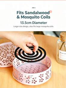 1pc Exquisite Mosquito Coil Holder With Lid, Fire-Resistant Incense Burner, Suitable For Indoor And Outdoor Home Use, Decorative Aromatherapy Burner With Ash Tray, Stable Base, Elegant Design, Suitable For Bedroom, Patio, Camping, Travel And Daily Home Decor - Multiple Styles - View 8
