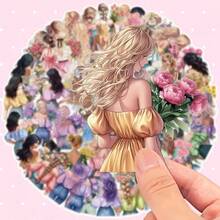 50pcs Graffiti Sticker Transparent Watercolor Bouquet Women'S Back View Mixed Pack Decoration For Hand Account Guitar Laptop Suitcase Motorcycle Scooter - 50pcs - View 5