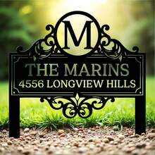 1pc Customized Address Yard Sign - Personalized Door Plaque With Name And House Number, Housewarming Gift, Mailbox Compatible Modern Entry Decor (Your Name/Number), Personalized Door Number Sign, Personalized Outdoor Sign, Garden Address Decor - Multicolor - View 3
