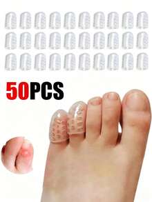 50 PCS Silicone Toe Protectors: Elastic, Anti-Friction, Breathable, And Sweat-Proof For Toenail Protection - Odorless For Extra Comfort In Running And Walking, Gel Toe Protectors Breathable Little Toe Covers For Men And Women - Multicolor - View 2