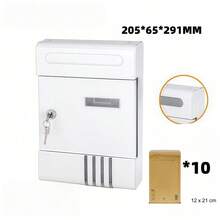 1個帶鑰匙的安全可鎖郵箱，壁掛式郵筒，適用於戶外，耐用，可存放日常郵件和包裹，功能齊全的郵件整理器，適用於家庭和商業場所，可用作郵箱、郵箱、信箱或防風雨郵件架。 - 多款套裝(信箱+信封*10) - 查看 12